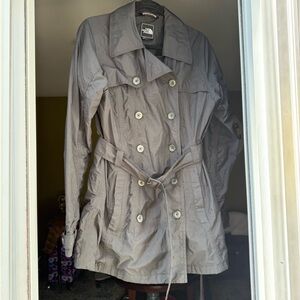 Women's North Face Double-Breasted Black Tench waterproof jacket